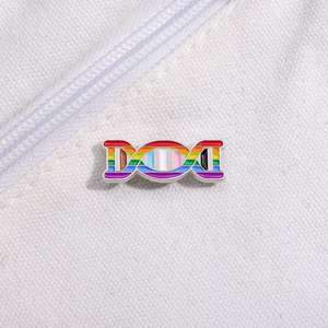 LGBT Rainbow Stripe Science DNA para solapa Pin Badge <span class=keywords><strong>Gay</strong></span> Bisexual Pride Metal Broche Joyería de hadas para mochila Camisa Metal Craft - Product Image 1