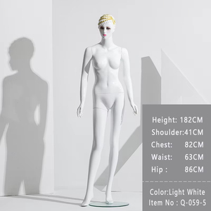 Mode <span class=keywords><strong>pas</strong></span> <span class=keywords><strong>cher</strong></span> fenêtre vitrine modèle blanc brillant maquillage tête debout corps complet corps en fibre de verre femme Mannequin à vendre - Product Image 4