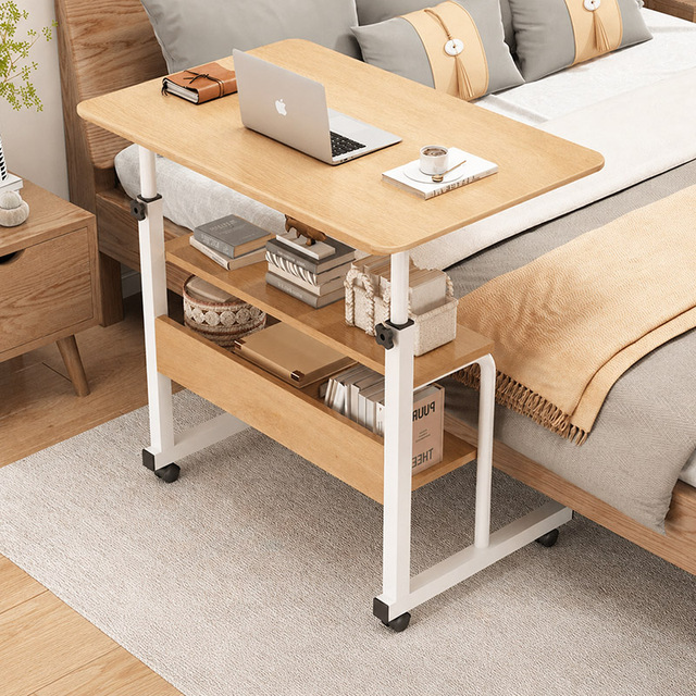 Armocity Rolling Standing Desk Charging Station Portable Height Adjustable Mobile Computer Desk 2-Tier Shelves Easy Assembly