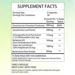 Capsules Menoslim Advanced de qualité supérieure, favorisant une gestion saine du poids, complément à base d'extrait de feuille de Gynostemma, capsules amincissantes - Product Image 2