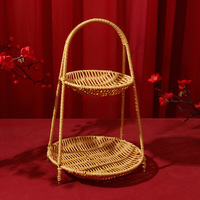 Handgeweven PP rotan eco-vriendelijke waterdichte meerlaagse snack- & fruitmand voor theeceremonie, huis en woonkamer
