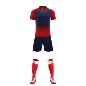 Uniforme de Fútbol Personalizado Sublimado OEM Super Feel 100% Poliéster, Manga Corta Azul/Blanco, Pantalones Cortos de Entrenamiento de Secado Rápido para Verano - Product Image 2