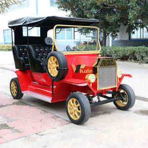 Voiture électrique classique vintage à toit ouvert, véhicule de tourisme robuste avec auvent de pluie pour attraction touristique - Product Image 1