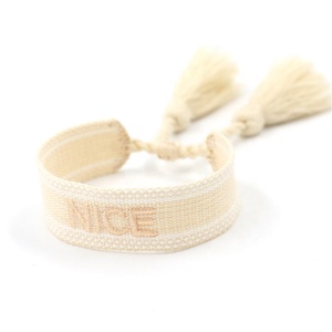 Pulseras de Seda Tejidas a Mano <span class=keywords><strong>con</strong></span> Textos Personalizados, Bordados, <span class=keywords><strong>con</strong></span> <span class=keywords><strong>Palabras</strong></span> como PARADISE, SMILE, PEACE, PRETTY, para Mujer - Product Image 4