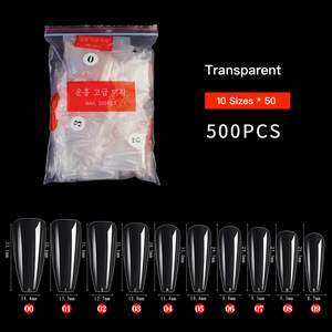 500 pièces clair naturel cercueil ongles conseils couverture complète acrylique faux ongles conseils court Long Ballet faux ongles conseils sac paquet - Product Image 6