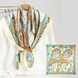 ผ้าพันคอไหมแ<span class=keywords><strong>ท</strong></span>้ 100% ขนาด 90x90 ซม. สำหรับผู้หญิง ขอบเย็บมือลายดอกไม้ พิมพ์ลายดิจิ<span class=keywords><strong>ท</strong></span>ัล  ปรับแต่งโลโก้ได้ - Product Image 2