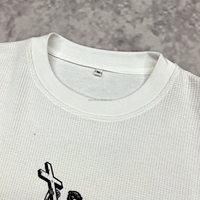 QIANSHI T-Shirt Décontracté de Luxe pour Hommes, Chemise Vintage Blanche Oversize Personnalisée en Waffle 300 Gsm à Manches Longues Style Streetwear