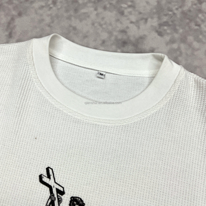 QIANSHI Luxury Casual Men's 300 Gsm Waffle Oversized Personalized Streetwear <strong>White</strong> <strong>Shirt</strong> for Men Vintage <strong>Long</strong> <strong>Sleeve</strong> <strong>T</strong>-<strong>Shirt</strong> - Product Image 6