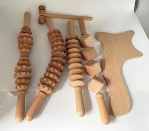 Lot de 6 rouleaux de massage en bois de hêtre à marque privée, outils de thérapie pour le soin corporel – Vente chaude - Product Image 6