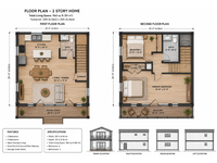 Rumah Kontainer Prefab Dua Lantai dengan Dapur Modern, Balkon, Atap Miring, Jendela dari Lantai ke Langit-langit, dan Ruang Kerja