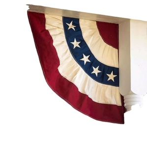 Drapeau plissé d'intérieur/extérieur à impression partielle, motif patriotique, pour publicité, fanions et bannières promotionnels brodés - Product Image 1