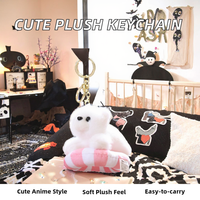Porte-clés en peluche douce et moelleuse, design anime Halloween mignon (ours polaire, pingouin, dauphin, loutre), pendentif de sac