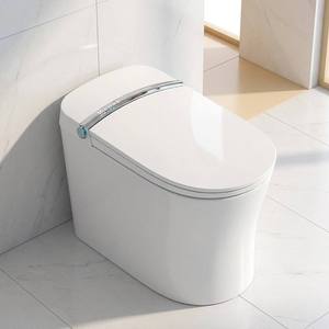 WC intelligent WaterMark <span class=keywords><strong>de</strong></span> luxe avec garniture <span class=keywords><strong>de</strong></span> couvercle linéaire argentée, bouton rotatif latéral en métal, bidet à jet chaud réglable - Product Image 1