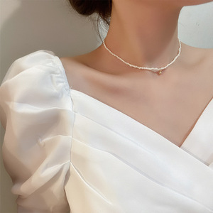 Collar De Perlas De agua dulce De acero inoxidable, colgante De corazón chapado en <span class=keywords><strong>oro</strong></span> De 18k, Perlas De <span class=keywords><strong>Rio</strong></span> Natural, venta al por mayor - Product Image 3