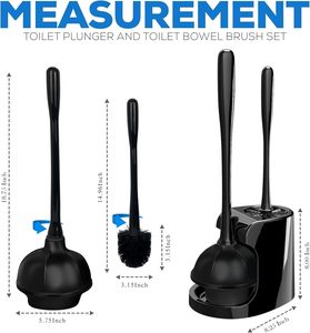 Juego de Escobilla y Desatascador de Inodoro de Silicona Negra de Alta Calidad con Mango Largo, Cepillo de Limpieza TPR, Accesorios de Baño - Product Image 3