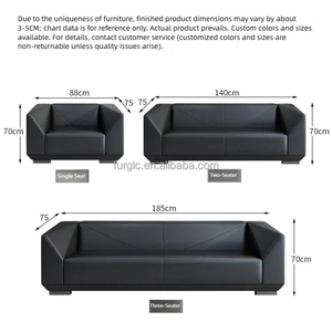 أريكة مكتبية حديثة على شكل الماس بمقاعد 1+2+3، أريكة جلدية للمكتب بتصميم عصري، طقم أرائك للاستخدام المكتبي - Product Image 2