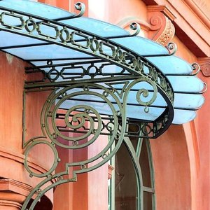 Toldo <span class=keywords><strong>de</strong></span> Hierro Forjado y <span class=keywords><strong>Policarbonato</strong></span>, Estructura Metálica <span class=keywords><strong>de</strong></span> Arte Moderno con <span class=keywords><strong>Techo</strong></span> Translúcido - Product Image 6