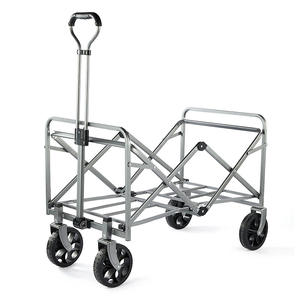 Chariot de camping pliable à 4 roues en acier, capacité 150 kg, couleur argent, pour usage extérieur - Product Image 1