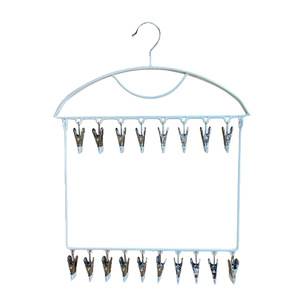 Space-Saving 18-<strong>Clip</strong> Garment <strong>Hanger</strong> 2 Rows Vinyl-Coated <strong>Clips</strong> for Socks &amp; Scarves, Easy Hook for Closet, Door&amp;Dorm Organization - Product Image 5