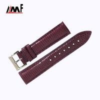 Bracelet de montre intelligente de haute qualité, élégant, en cuir de lézard de 12 mm, rembourré, avec boucle à ardillon remplaçable en acier inoxydable, logo personnalisé