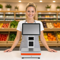 Sistema POS con Báscula de Pesaje y Pantalla Táctil, Pantalla Grande para Clientes, Impresora Térmica de 58 mm, 8 GB + 128 GB, Caja Registradora Todo en Uno