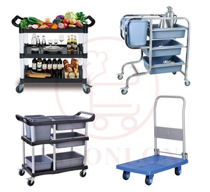 Chariot de service manuel en plastique pour équipement de cuisine d'hôtel, certifié PP LFGB, capacité 30-50 kg, épaisseur 5 mm, OEM - Product Image 4