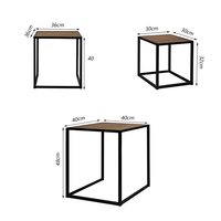 Lot de 3 tables d'appoint métalliques d'angle pour salon, avec plateau en bois moderne et rangement, mobilier de maison