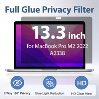 Filter Privasi Anti Intip Layar Samping untuk Macbook Pro M2 13.3 inci A2338 22.5 Derajat Anti Mengintip Perekat Penuh Bebas Gelembung Pelindung Layar