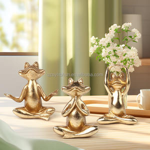 Creativo Golden Yoga Rana Ornamento vestíbulo sala de estar hogar meditación vino gabinete Decoración - Product Image 6