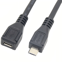 Kabel ekstensi USB mikro OTG kustom B jantan ke B betina PVC/nilon/PTFE kabel ekstensi pengisi daya terisolasi