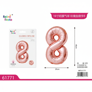 Palloncino Mylar 16 pollici in oro rosa numero 8 per le celebrazioni per la laurea della festa della mamma cinese capodanno Back School event-Pack - Product Image 2