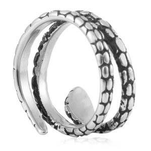 Men's <b>Titanium</b> Steel Snake <b>Ring</b> Double Circle Animal Shape Stainless Steel Jewelry Gift Fashion <b>Ring</b> Steel Color Geometric - Product Image 4