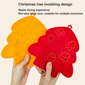 Tapis de léchage en silicone en forme de sapin de Noël, gamelle <span class=keywords><strong>anti</strong></span>-vomissement à ventouses pour chiens et chats, pour une alimentation lente et apaisante - Product Image 3