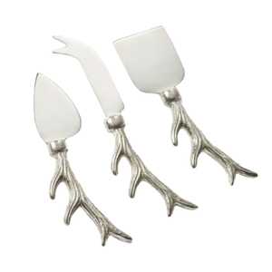 Juego de cuchillos de queso de 3 piezas de Metal hechos a mano de la mejor venta con mango de asta texturizado para boda fiesta restaurante Hotel - Product Image 1