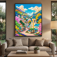 Peinture Diamant Carrée pour Débutants : Maison de Dessin Animé, Fleurs, Paysages, Décoration Intérieure