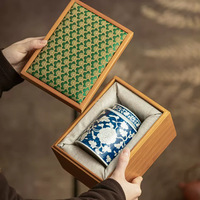 Pot en céramique cylindrique Fanghua Xiaoshuang pour emballage de thé, en porcelaine bleue et blanche, vide, pour thé vert/printemps/Longjing, 100g