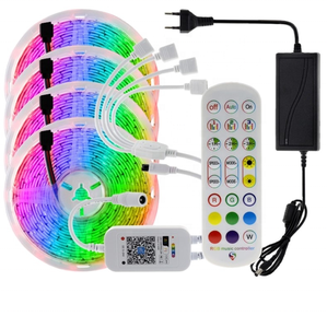 Kit completo de tiras de luces LED para el hogar, Control de aplicación inteligente <span class=keywords><strong>Magic</strong></span> Home Pro, sin HUB, Wifi, RGB, 5050, compatible con asistente de Google Alexa, envío directo - Product Image 4