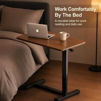 Table de lit réglable en hauteur avec élévateur pneumatique, bureau mobile pour ordinateur portable, pour chambre à coucher, bureau à domicile
