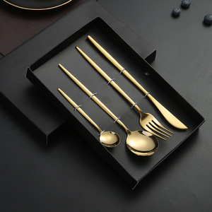 Portuguese Cutlery Set Stainless Steel Gold <b>Silver</b> 4 Piece Knife Fork Spoon For Hotels Restaurants Steakhouses - Product Image 2