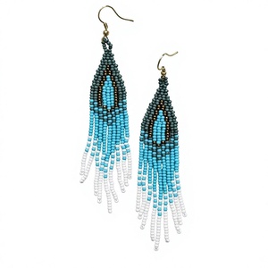 Bohemian Star Shaped Multicolor Seed Beads Lead Cadmium & AZO Free Fringe <b>Earrings</b> for Women's Parties or Gifts - Product Image 5