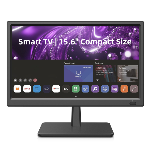 Hot Sale 15.6 Inch HD 1080p Smart LED TV with Wide Viewing Angle 50/60Hz WebOS System VESA 100x100 CE RoHS FCC Certified