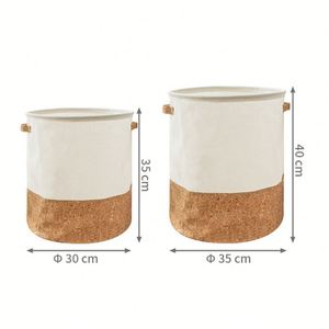 Portable Recycle Cork Cotton Canvas Laundry Basket Collapsible Storage <b>Bin</b> Toy <b>Bins</b> Foldable Baskets Clothes Laundry Hamper - Product Image 2