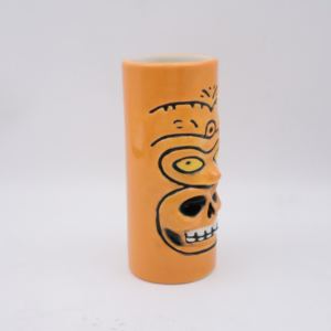 Personnalisé fait à la main Totem Relief Porcelaine Hawaii Tiki Verres à Cocktail Tasses Céramique Orange Jaune Quirky Uncanny Two Faces Tiki Mug - Product Image 2
