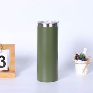 Gobelet de sublimation 20oz en acier inoxydable blanc, mince et droit, vierge, avec couvercle et paille métallique - Product Image 4