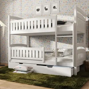 NOVA 20BWB013-cama de madera para niños, Loft con escaleras, cama doble multifuncional para niños pequeños