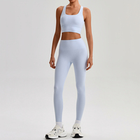 Ensemble de tenue de yoga personnalisé avec logo, tissu super doux, soutien-gorge de sport, leggings de yoga sans couture avant, respirant, pour femmes