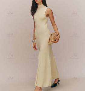 Fabricant de robes pull de luxe en <span class=keywords><strong>laine</strong></span> et cachemire mélangées grande taille personnalisées pour femmes <span class=keywords><strong>robe</strong></span> pull midi en tricot côtelé <span class=keywords><strong>longue</strong></span> pour femmes - Product Image 1
