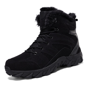 Bottes d'hiver pour hommes, hauteur cheville, en faux daim, doublées de fourrure, semelle extérieure en caoutchouc, chaussures de randonnée en plein air - Product Image 5