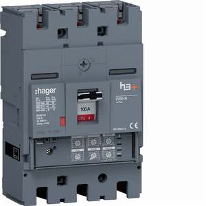 HNT100JR ปรับแต่งได้ตามความต้องการด้วยเบรกเกอร์แบบหล่อขึ้นรูป Hagers รุ่น h3+ P250 LSI 3P 40kA 100A - Product Image 1