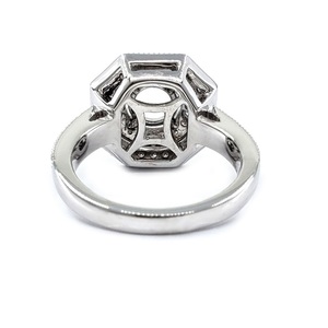 Fabrication chinoise, bague de fiançailles personnalisée de haute qualité, plaquée or blanc 18 carats, forme de diamant véritable, simple, avec halo - Product Image 2